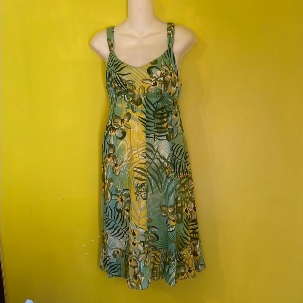 Floral Green Sleeveless Dress